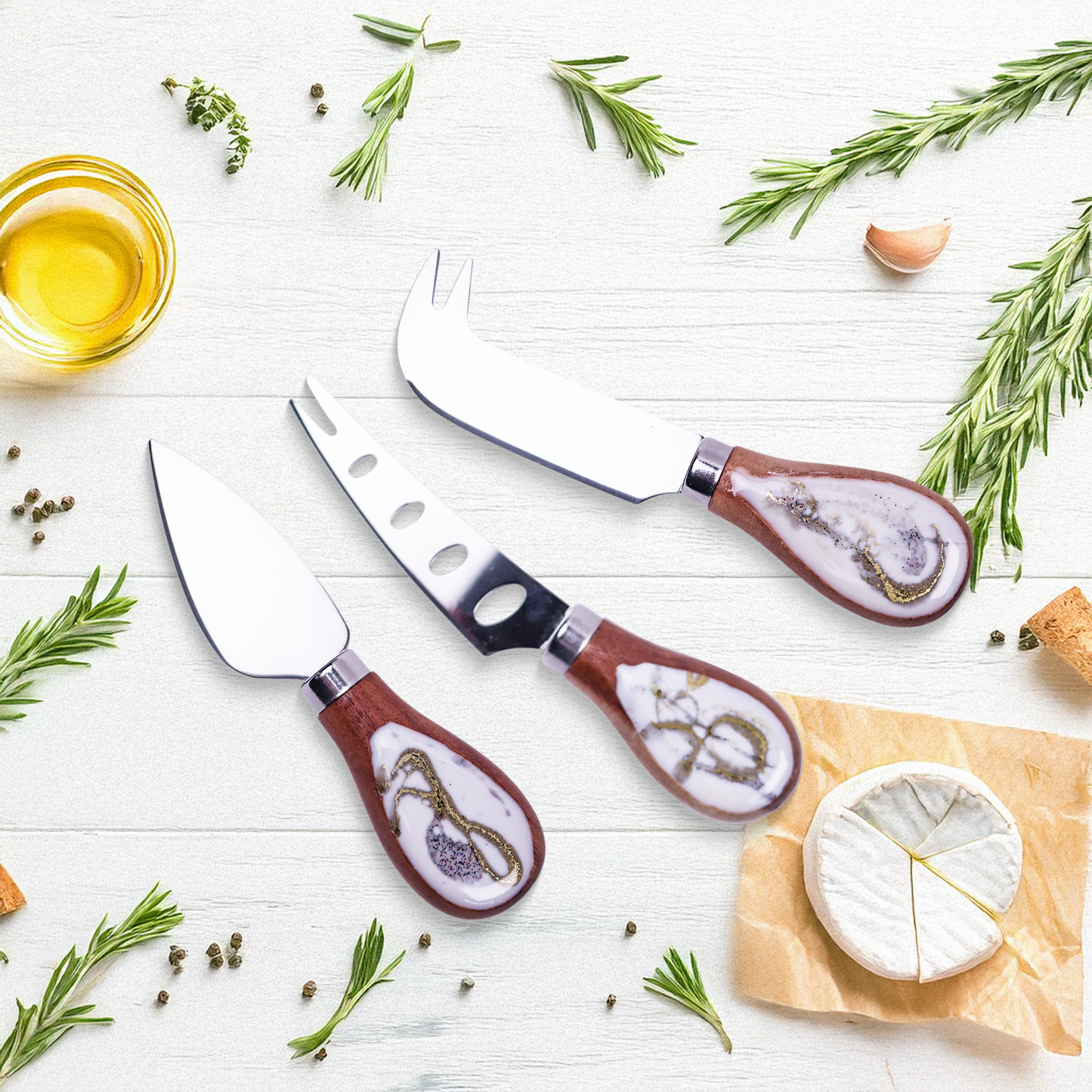White Christmas Cheese Knives
